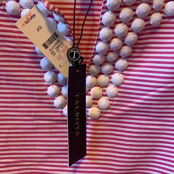 Talbot’s embellished pink striped top 10P NWT. - Picture 3 of 8